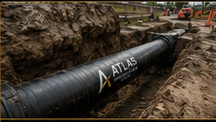 Utility duct emerging from a civil trench
